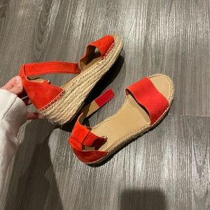 Red platform sandals